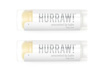 Hurraw! Unscented Lip Balm, 2 Pack Organic, Certified Vegan, Cruelty and Gluten Free. Non-GMO, 100% Natural Ingredients. Bee, Shea, Soy and Palm Free. Made in USA