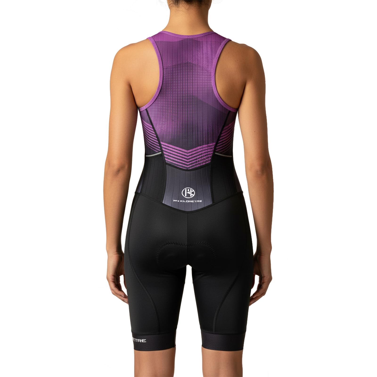 MY KILOMETRE Damen Triathlon Anzug Einteiler Ärmellos Tri Anzug mit Eingebautem BH Gepolstert Schnell Trocken Abnehmen