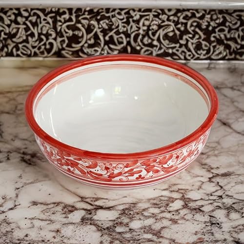 Ceramiche Azzaro & Romano Caltagirone - Bol de Noël en céramique de Caltagirone, fabriqué et décoré à la main avec des motifs et des couleurs festives, parfait pour servir des spaghettis ou une salade – vue 2