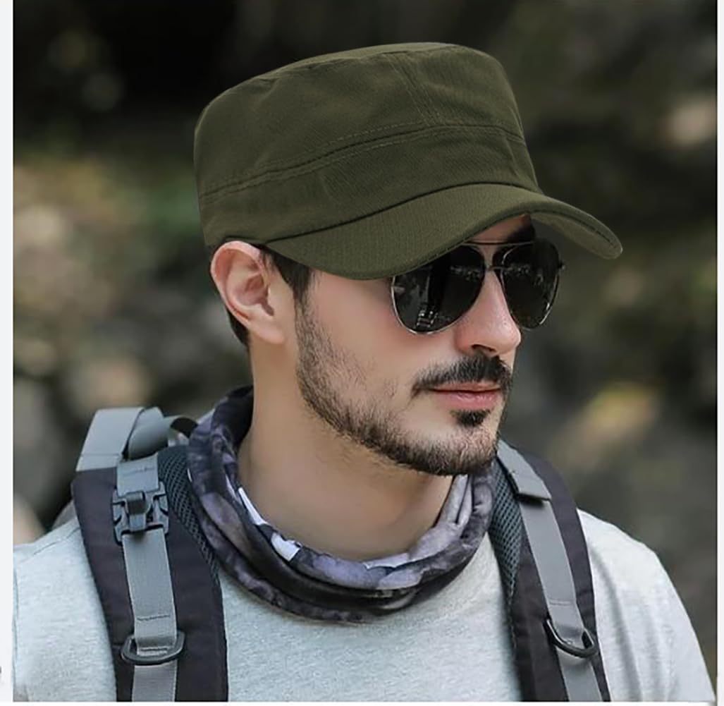 DIYDECAL 4 Pack Unisex Cadet Army Caps Military Style Flat Hats for Mens Womens