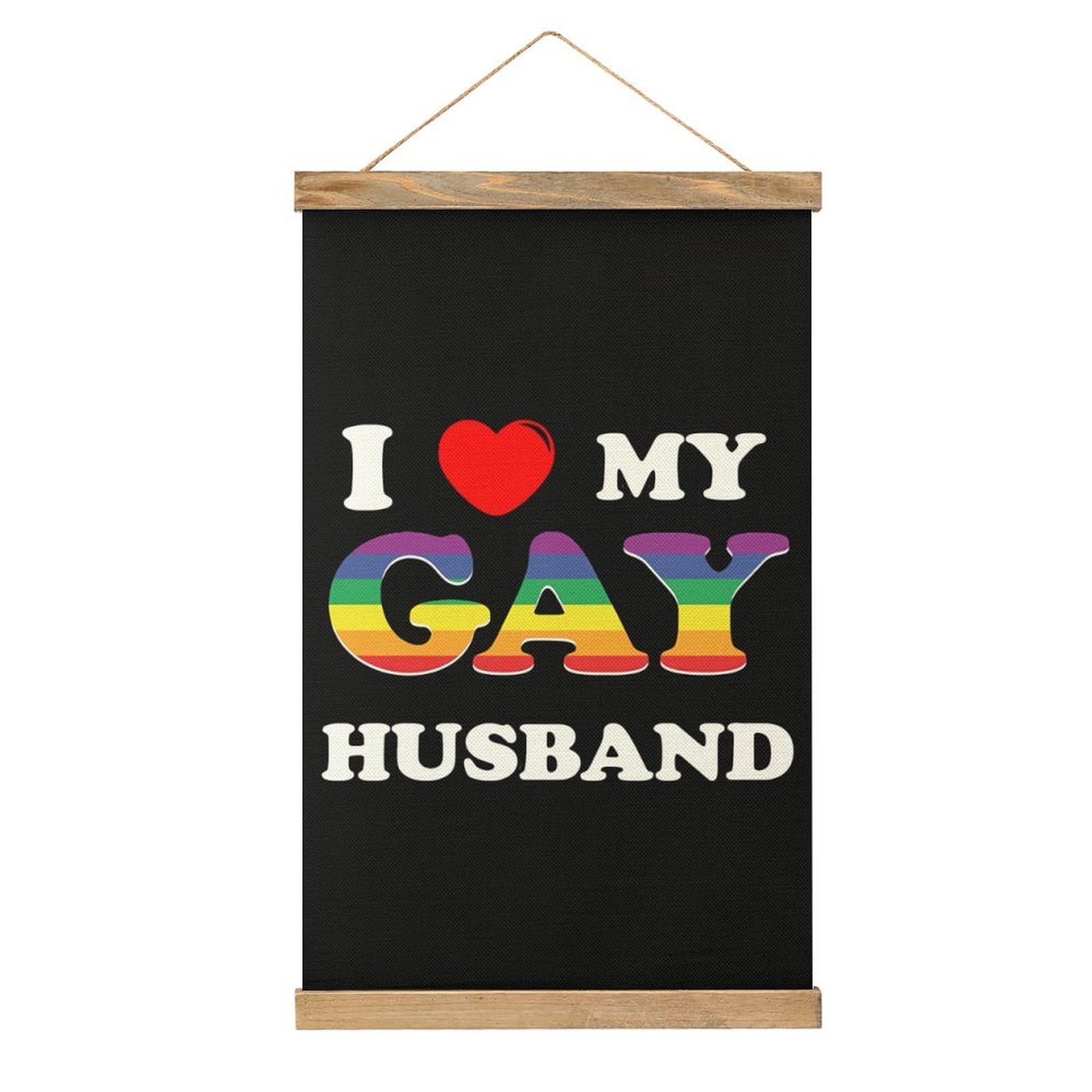 CGSBNGHA I Love My Gay Husband Wall Art Prints Linen Hanging Painting Scroll Paintings Pictures Decor for Home