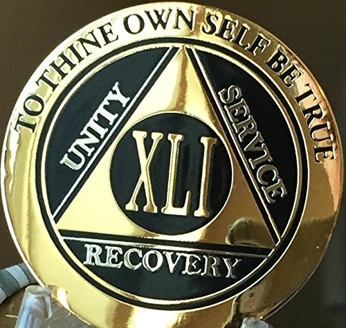 21 Year Alcoholics Anonymous Medallion Blue Gold Plated AA Sobriety Chip Coin