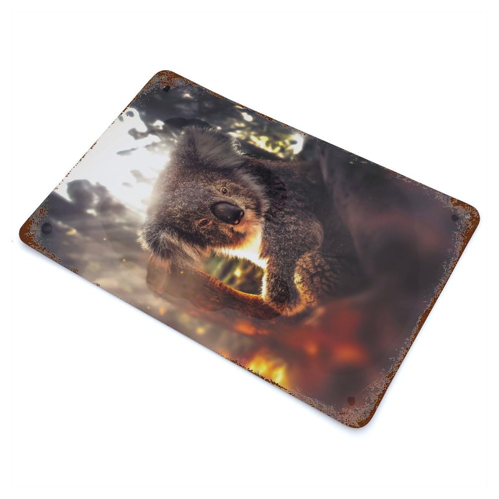 Rust Effect Tin Sign The Koala 11.8"x7.9", Vintage Wall Decor for Basement, Hobby Room And Garage Decor