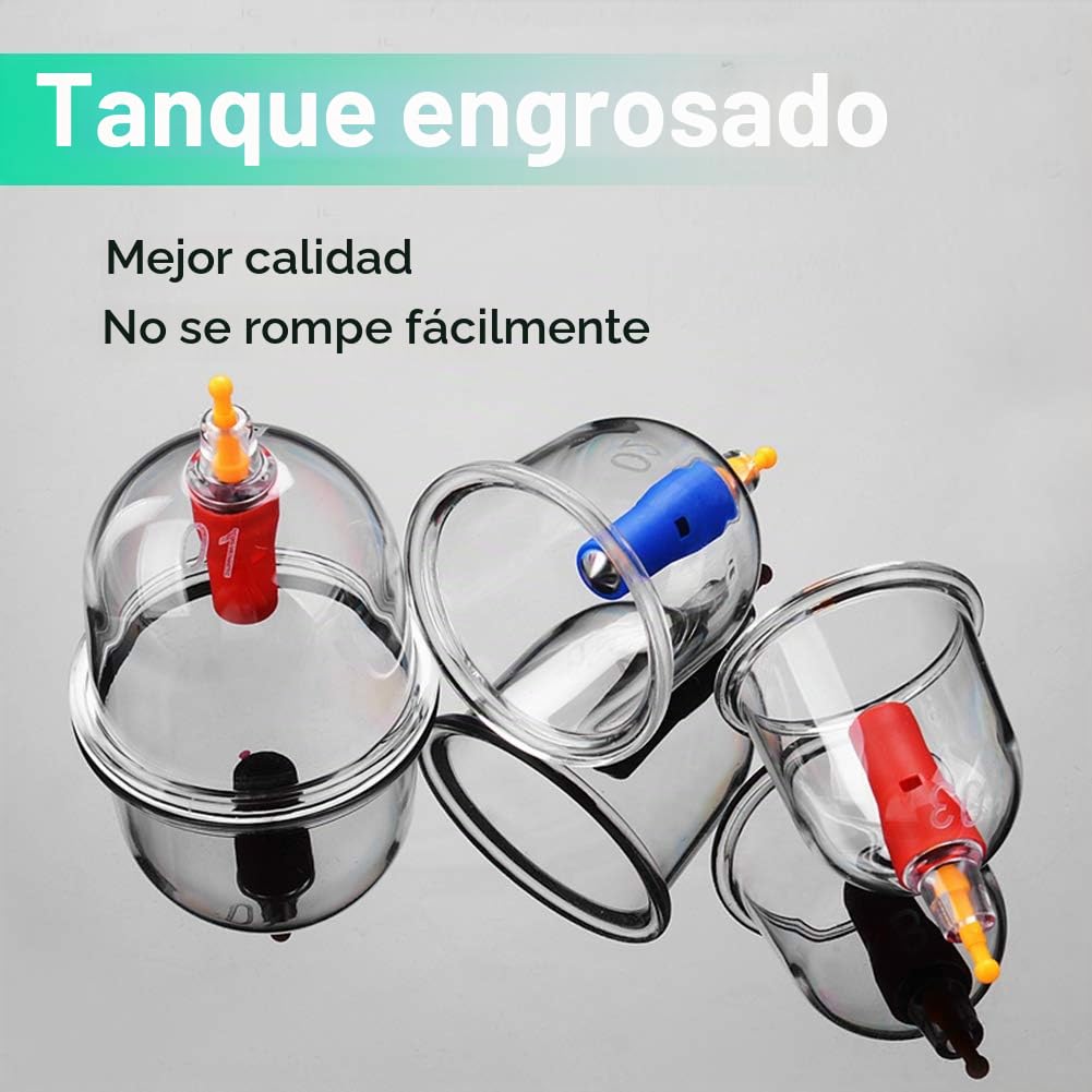 vFUYUANAS - Juego de terapia de ventosas de 24 tazas, set de terapia de ventosas chinas con bomba, juego de herramientas de masaje de espalda de copa para aliviar la fatiga