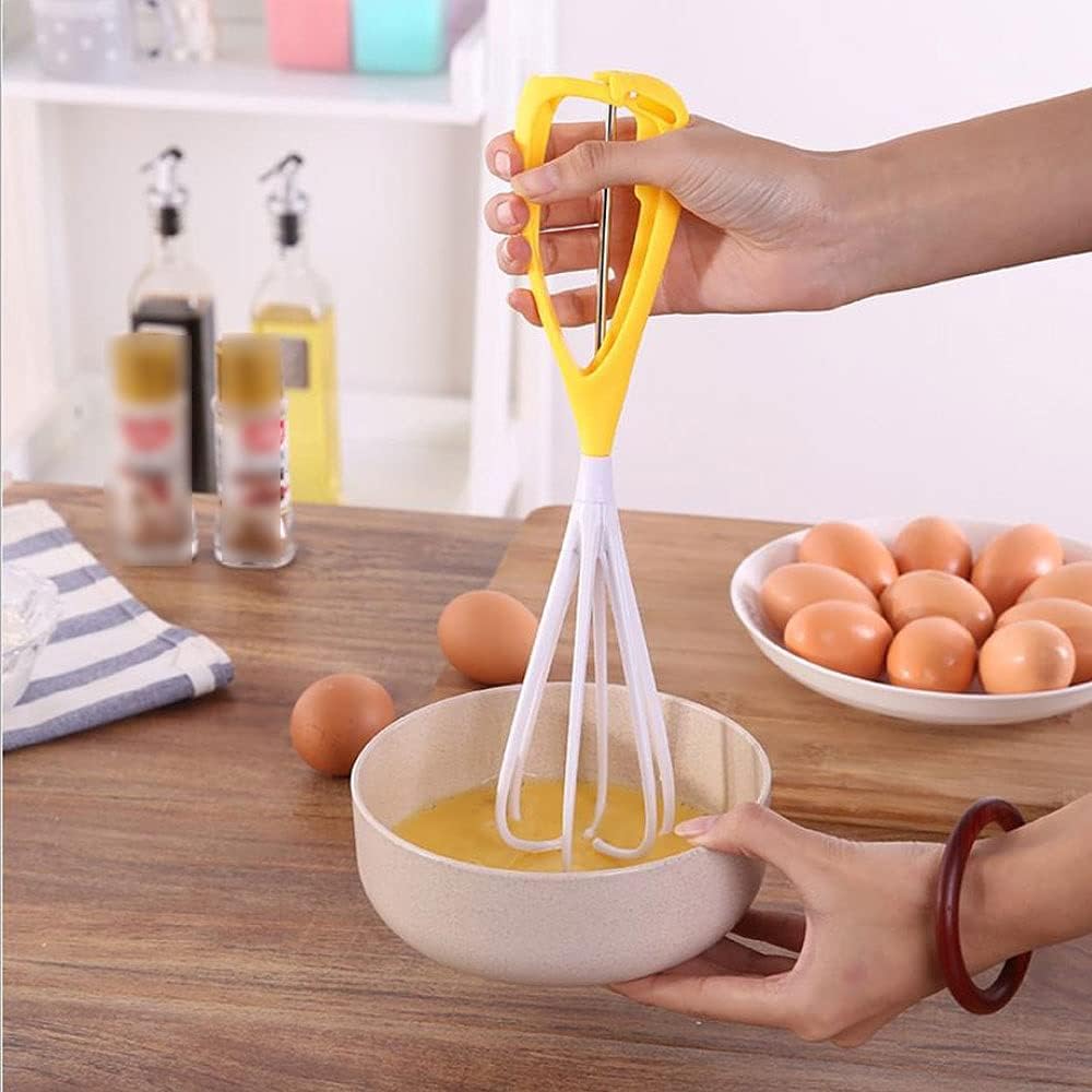 ddq Wisk 2pcs Manual Whisk,Stainless Steel Egg Mixer,Baking Kitchen Gadgets,Cream Butter Milk Mixer Stirrer Agitator (Color : Yellow)