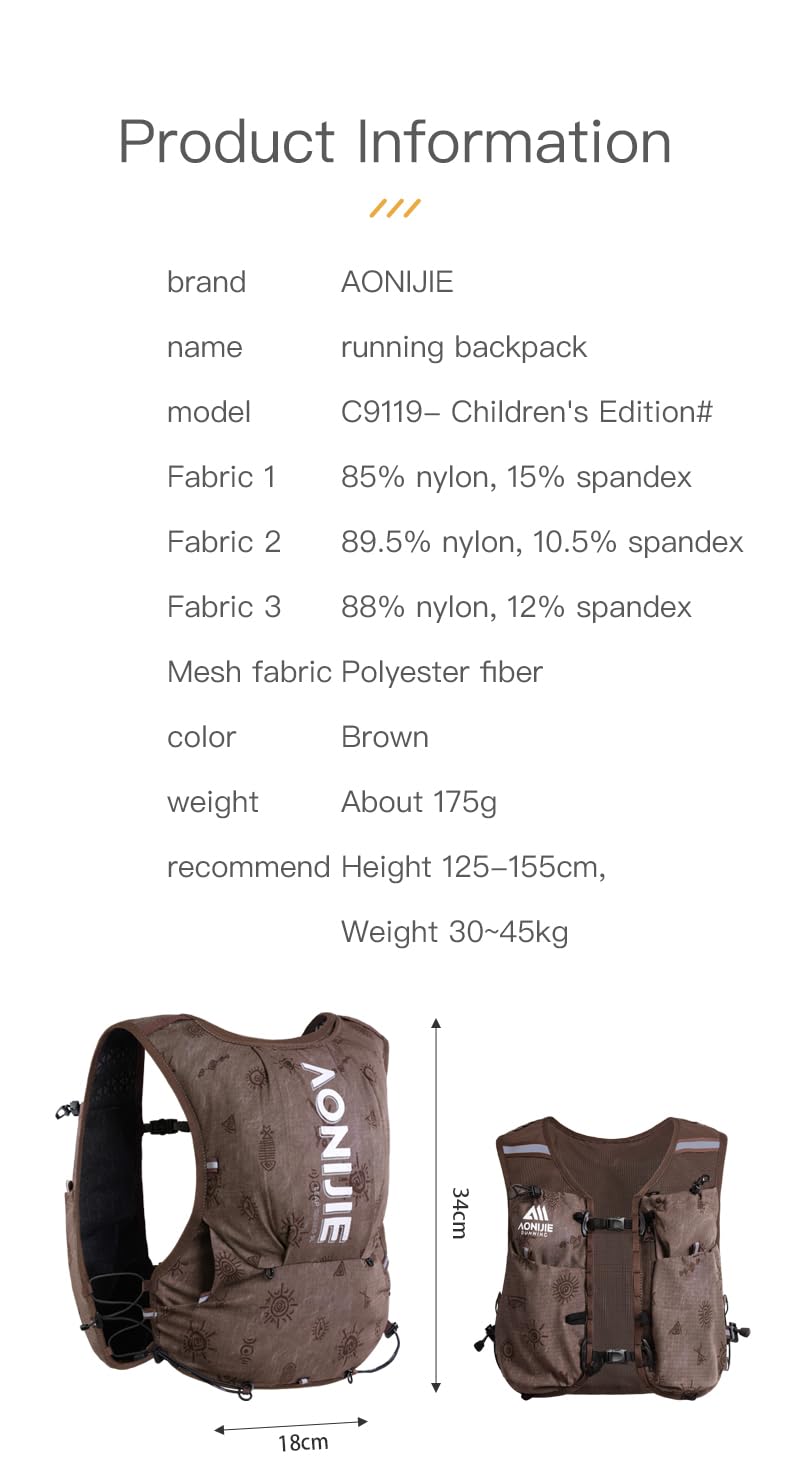 Mochila de hidratación para niños, mochila con bolsa de hidratación de 5 litros para senderismo, ciclismo y otras actividades. AONIJIE