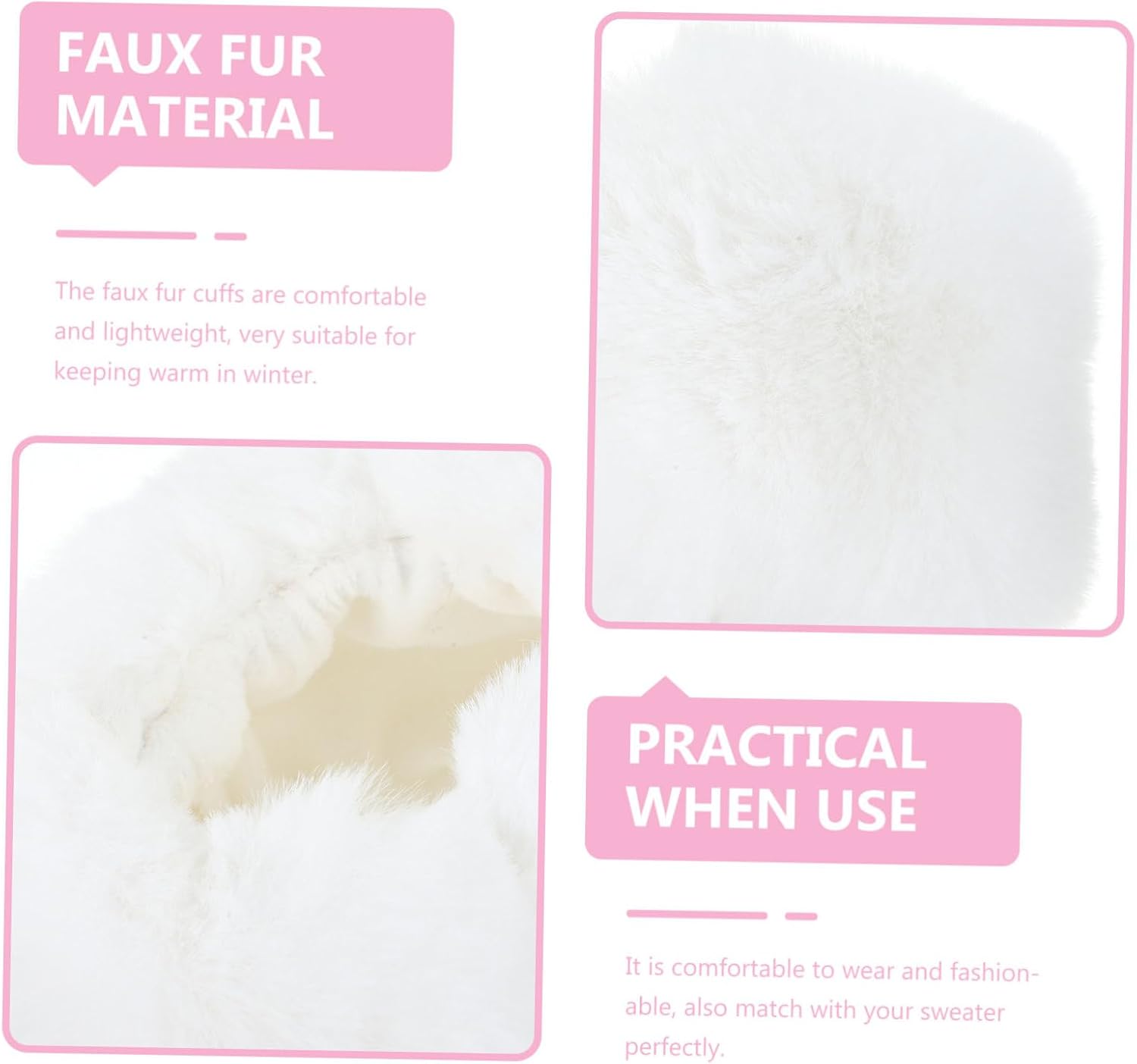 OUNONA 2pcs Faux Cuff Protector Sleeve Elastic Warm Wrist Oversleeve for Adults Soft Imitation Rabbit Fur Clothing Cuff Decor Lightweight and Flexible Fit