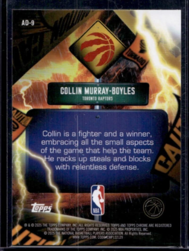 Basketball Trading Card 2025-26 Topps Chrome Advisory #AD-9 Collin Murray-Boyles EX/NM Raptors
