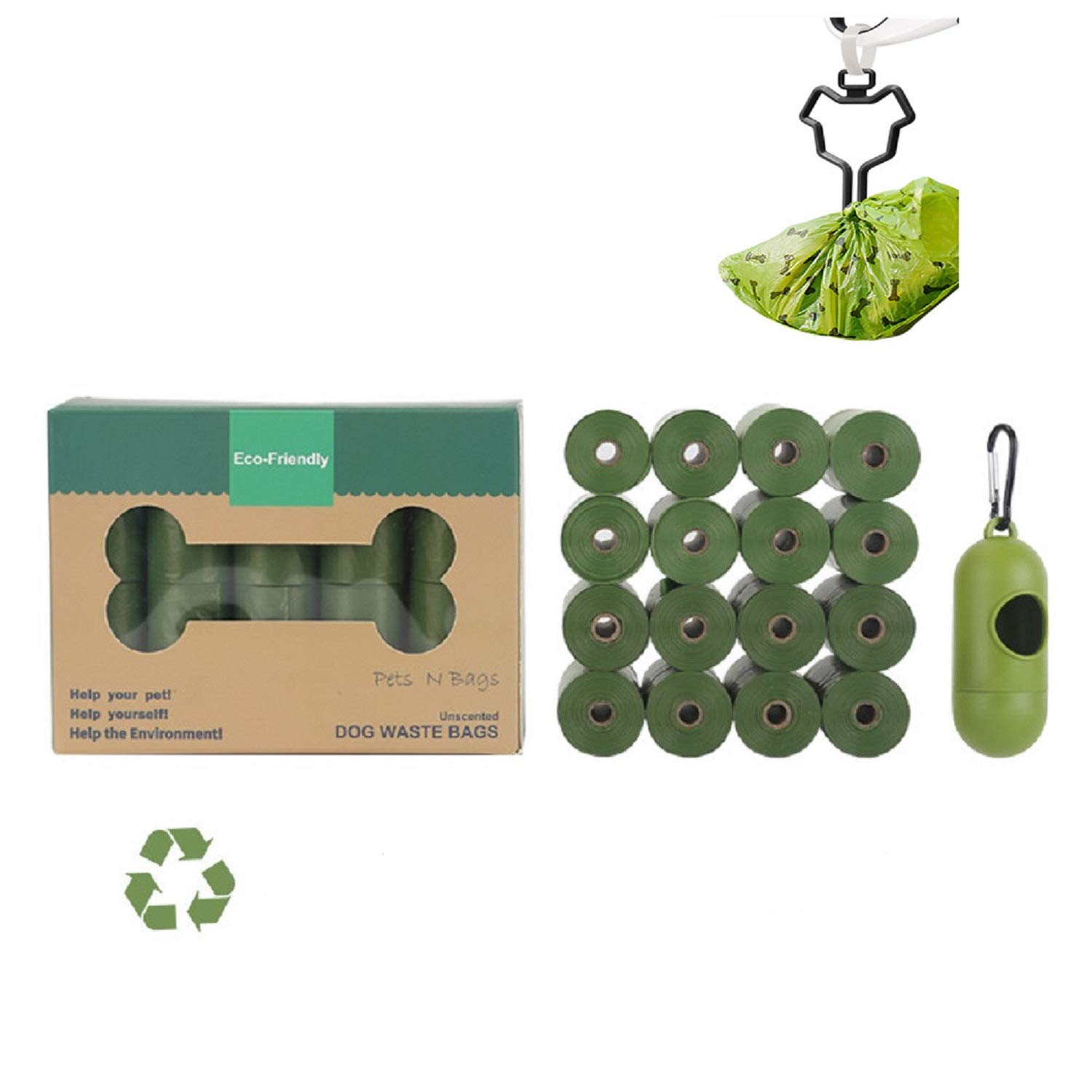 SXYLBiodegradable Earth-Friendly dog poop bag,Extra Thick Pet Waste Bags with Scented Nomad , Puppy Supplies 240PCS，16 Rolls with 1 Dispenser and 1 Dog Bag Holder