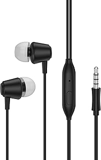 سماعة أذن S6 من تينجود، معدنية بصوت نقي مع ميكروفون وتصميم مريح في الارتداء عملية للموبايلات بطول 1.2 متر - أسود، سلكي
