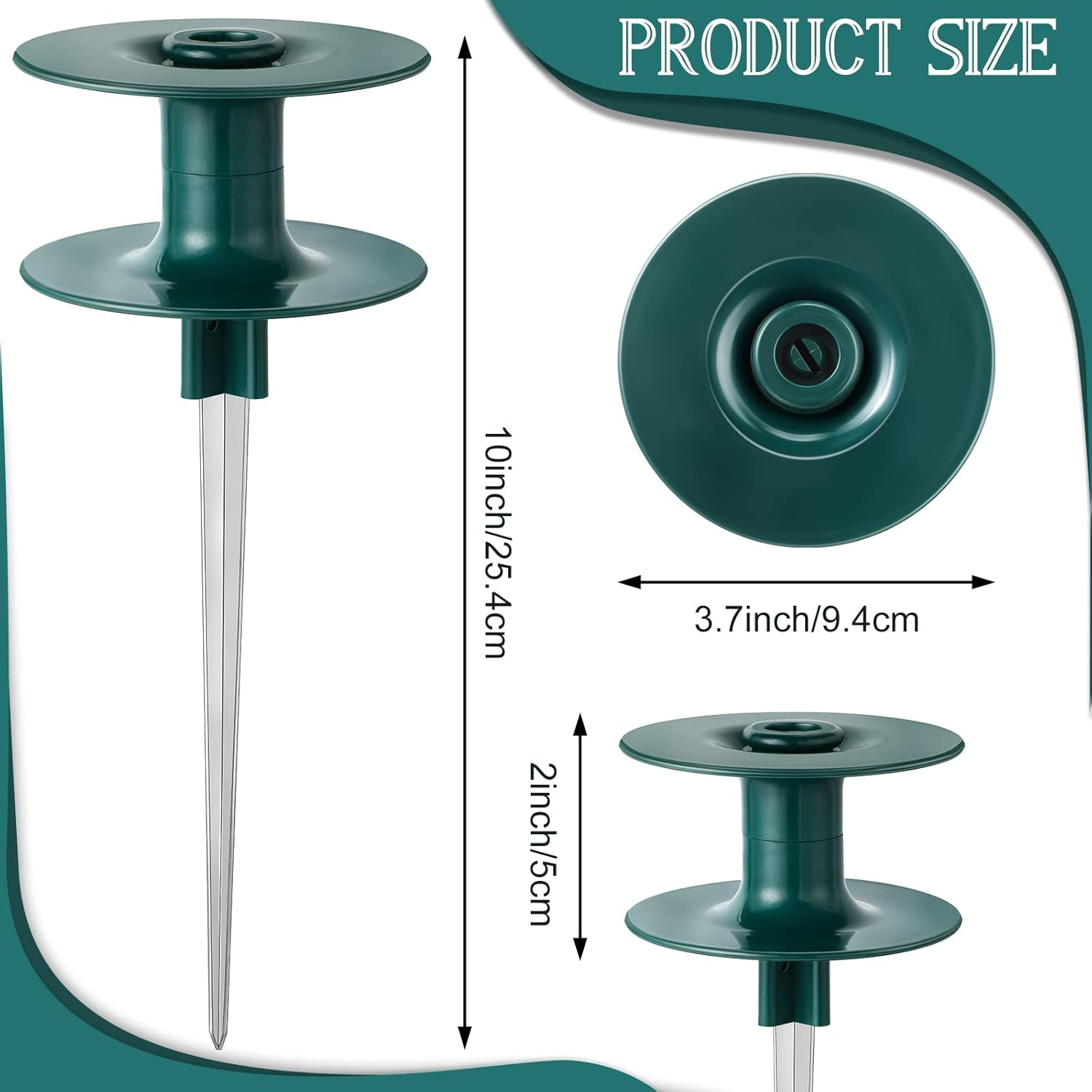 Chumia 10 Inch Garden Hose Guide Spike, Zinc Coated Rustproof Heavy Duty Metal Stake, Sturdy Top, Keeps Garden Hose Out of Flower Beds, Hose Guard for Yard Plant Protection(6 Pieces,Dark Green)