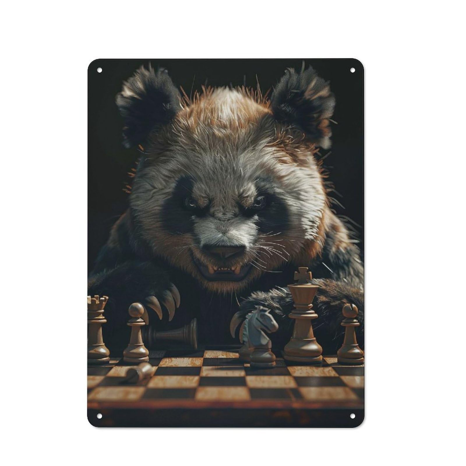 Metal Sign 40x30cm with Panda Chess for Hallway Wall, Vintage Decor, for Vintage Wall Decor Fans, for Themed Room Decoration