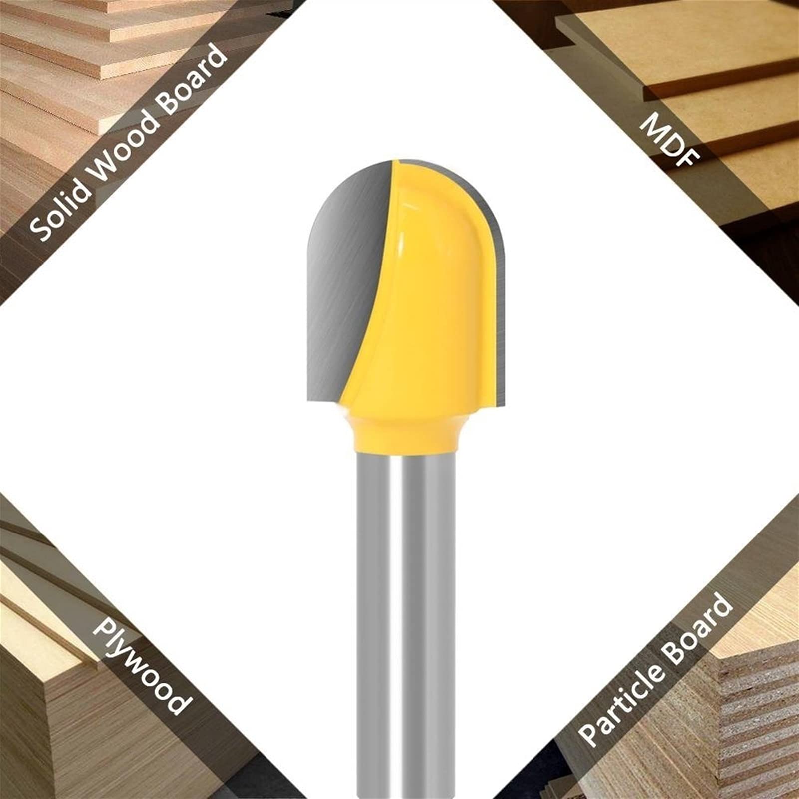 Fresa per Legno Utensile per la Lavorazione del Legno 1pz 8mm Codolo sferico Scatola Centrale Fresa per Legno Fresa per Legno Carburo Lama Lunga Fresa per Legno 6mm / 6,35mm Fresa con Gambo Fresa PE