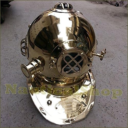 Antique Brass Diving Divers Helmet Full Size 18'' Vintage Nautical Decor Helmet B