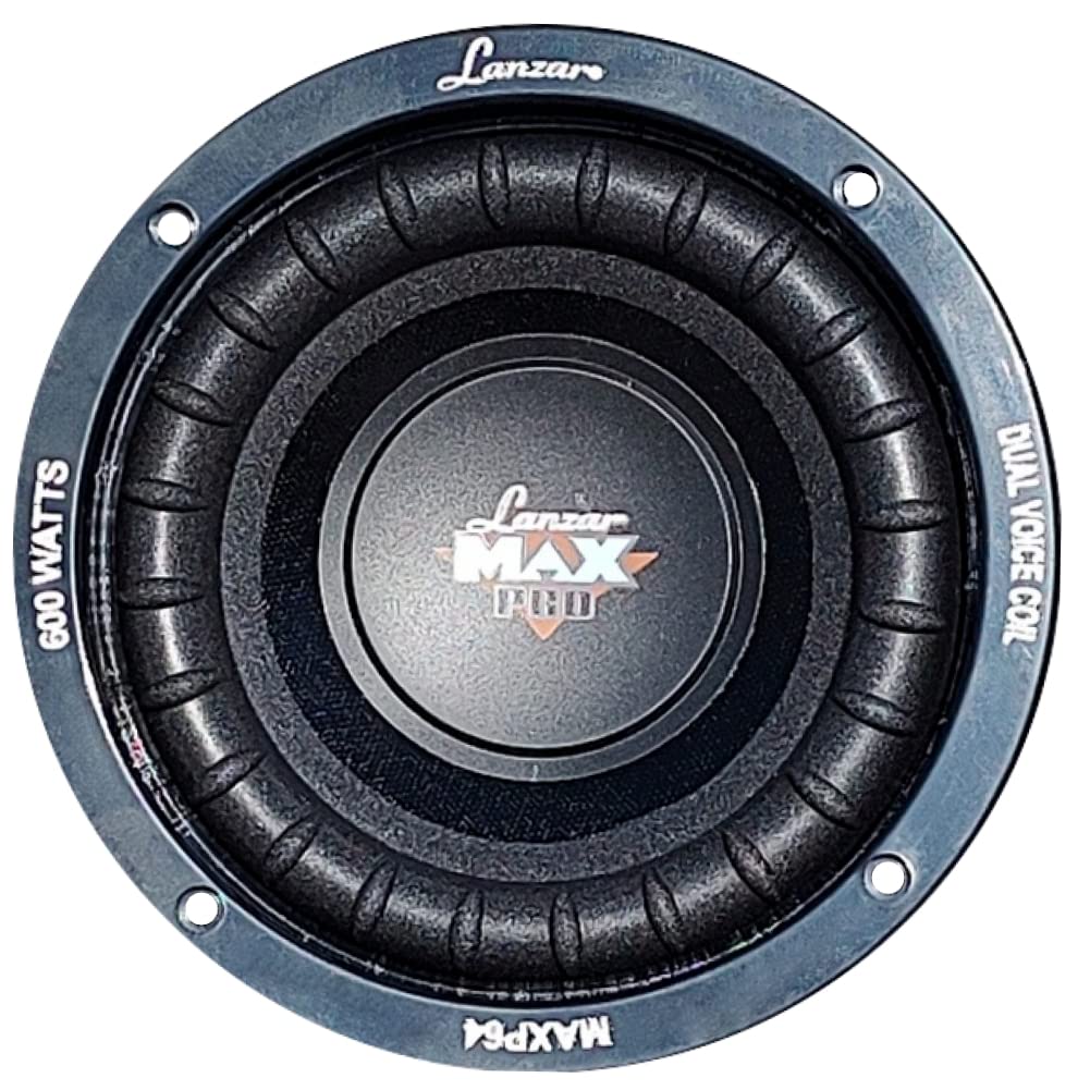 1 subwoofer pour LANZAR Max Pro MAXP64 6,5" 16,5 cm 165 mm 300 Watt rms et 600 Watt Max Bobine Simple 4 ohms Couvercle Coffre Portes Voiture, 1 pièce + faston de Montage