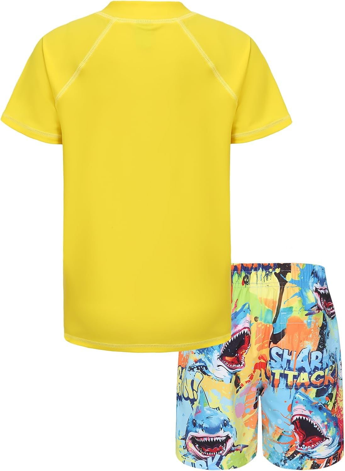 Boys Rash Guard Swimsuits Set for Boys 2 Piece Short Sleeve Swim Shirts Quick Dry Bathing Suits with Trunks