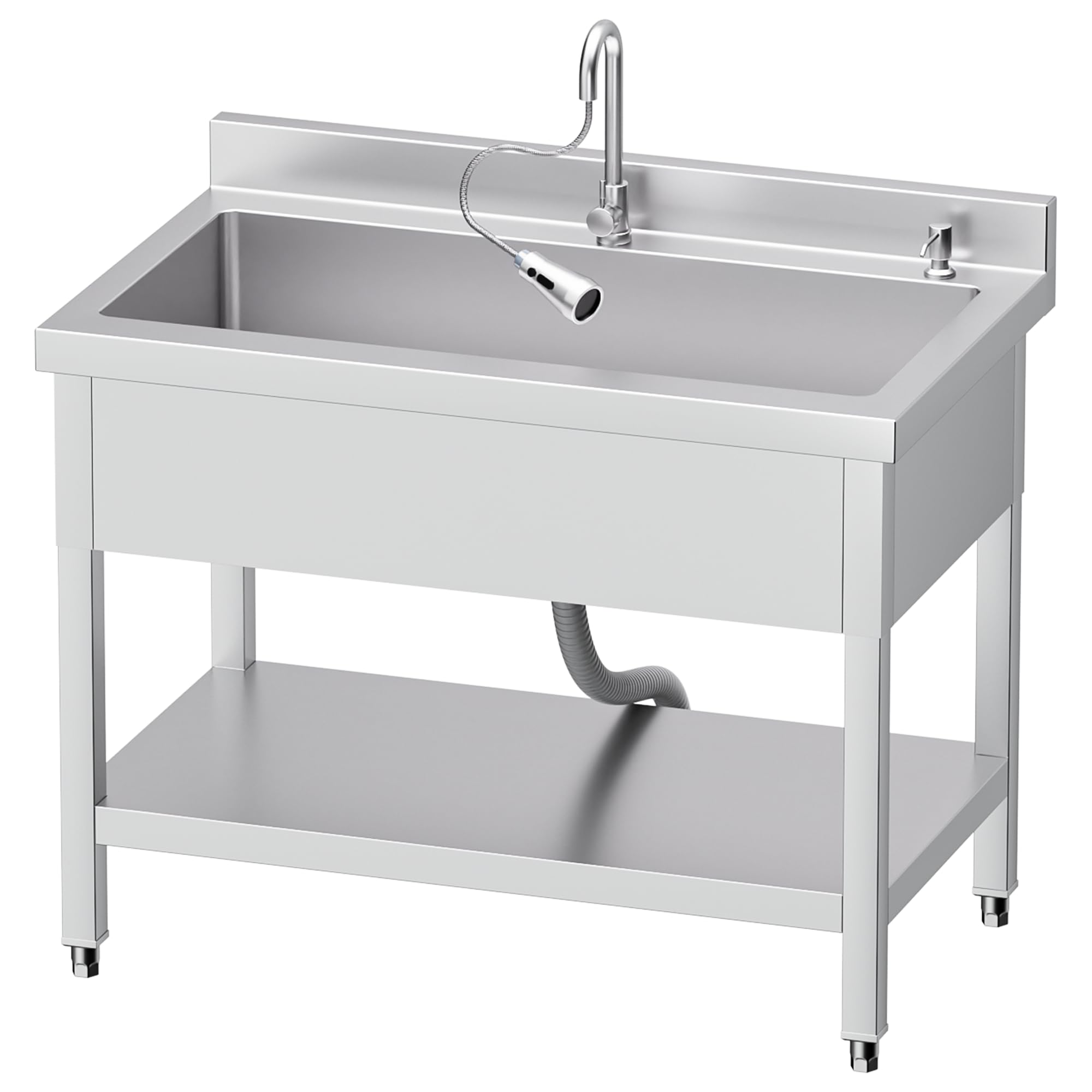 39" Stainless Steel Utility Sink, Deep Single Bowl Laundry Sink