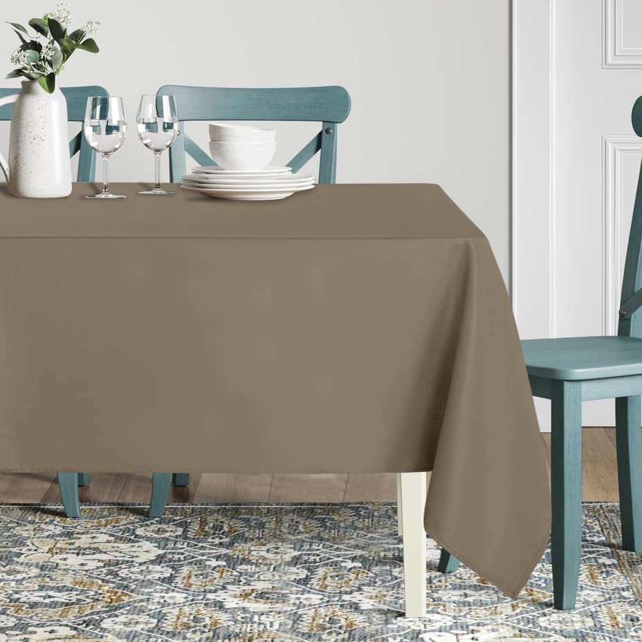 Image of sancua Rectangle Tablecloth - 70 x 108 Inch - Stain and Wrinkle Resistant Washable Polyester Table Cloth, Decorative Fabric Table Cover for Dining Tables, Buffet Parties and Camping, Taupe
