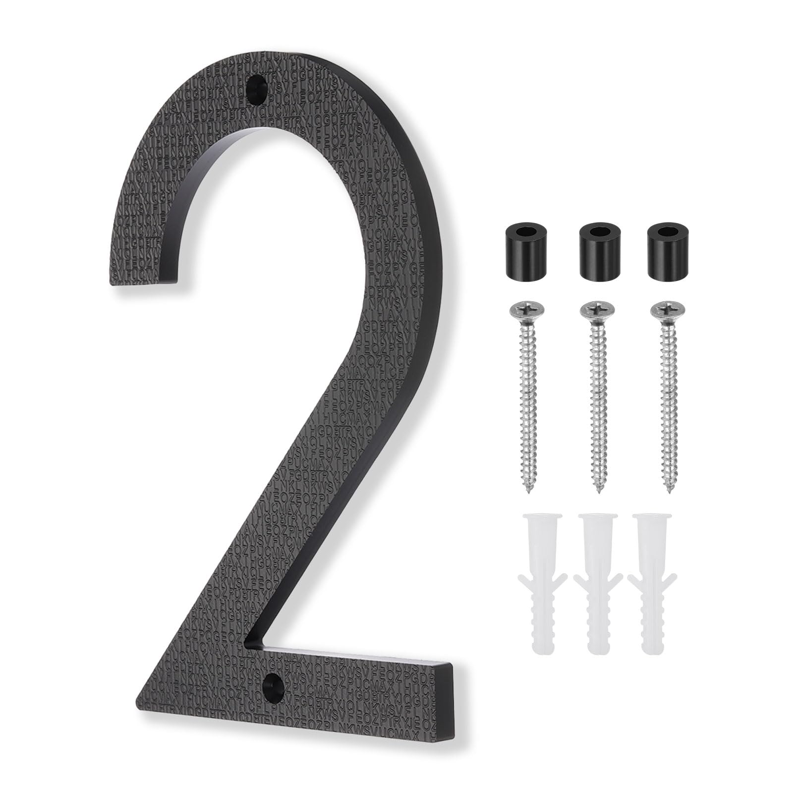 PATIKIL 10 Inch House Number, House Address Numbers Sign Large Floating Modern with Screws for Outside Door Wall Street, Black, 2