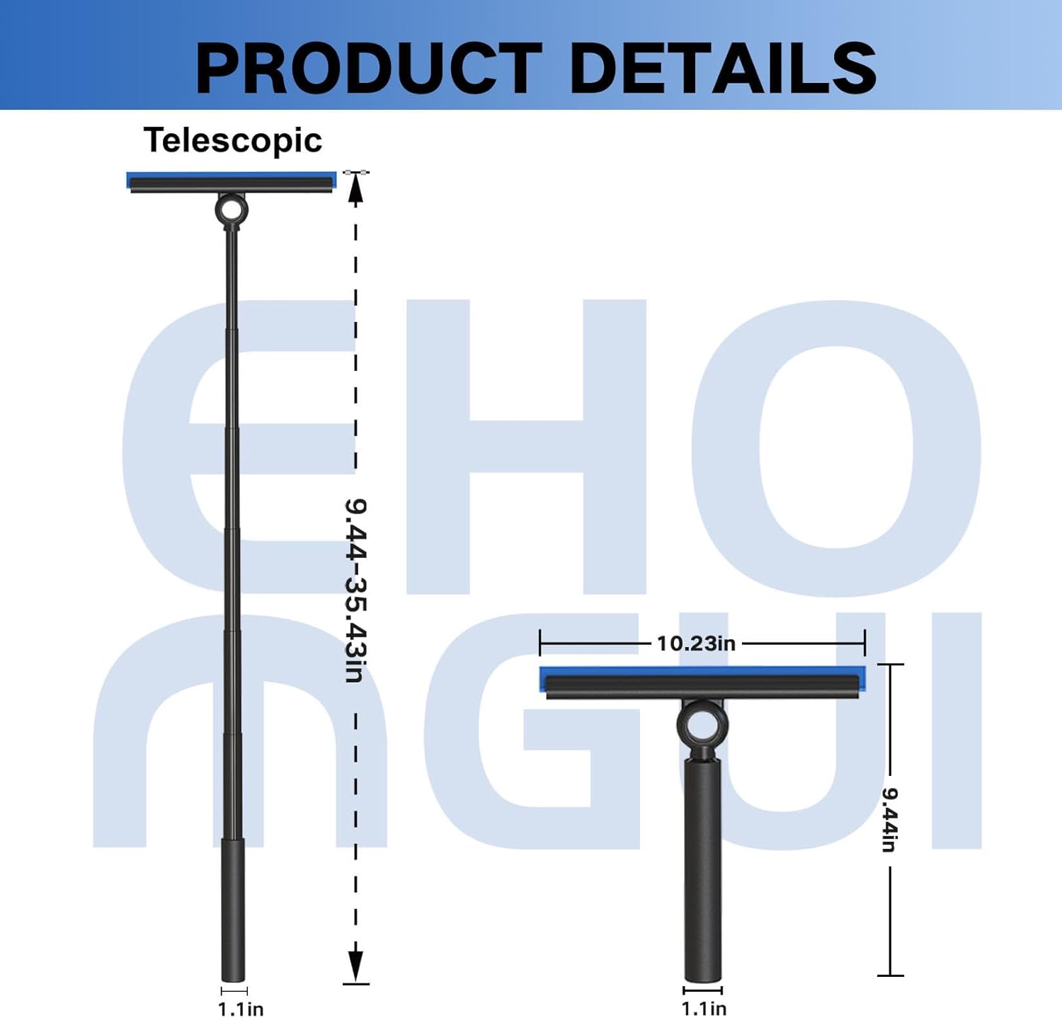 Shower Squeee for Glass Doors, Squeee with Long Handle, Telescoping