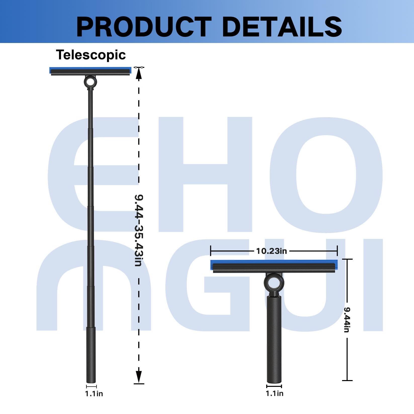 Squeegee for Window Cleaning, Shower Squeegee with Extension Pole, Telescopic Squeegee, Extendable Window Cleaner Tool for Car Windows, Tile Walls, Sliding Door, Shower Glass Door