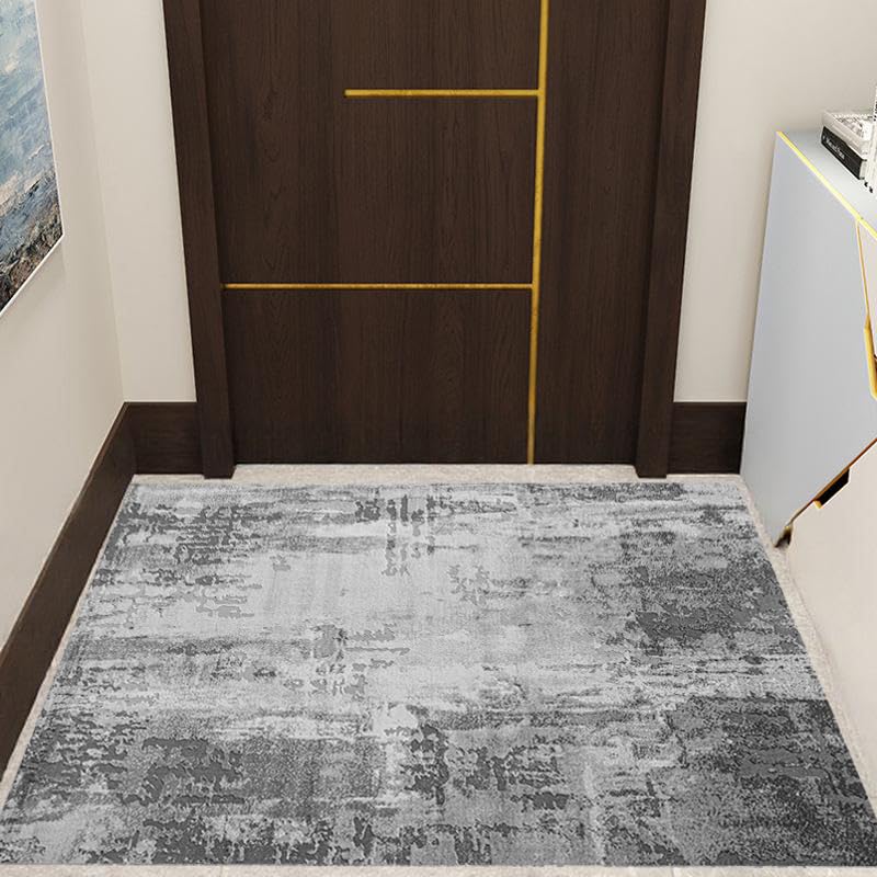 Grand tapis abstrait gris uni 200x300 cm moderne pour salon et bureau