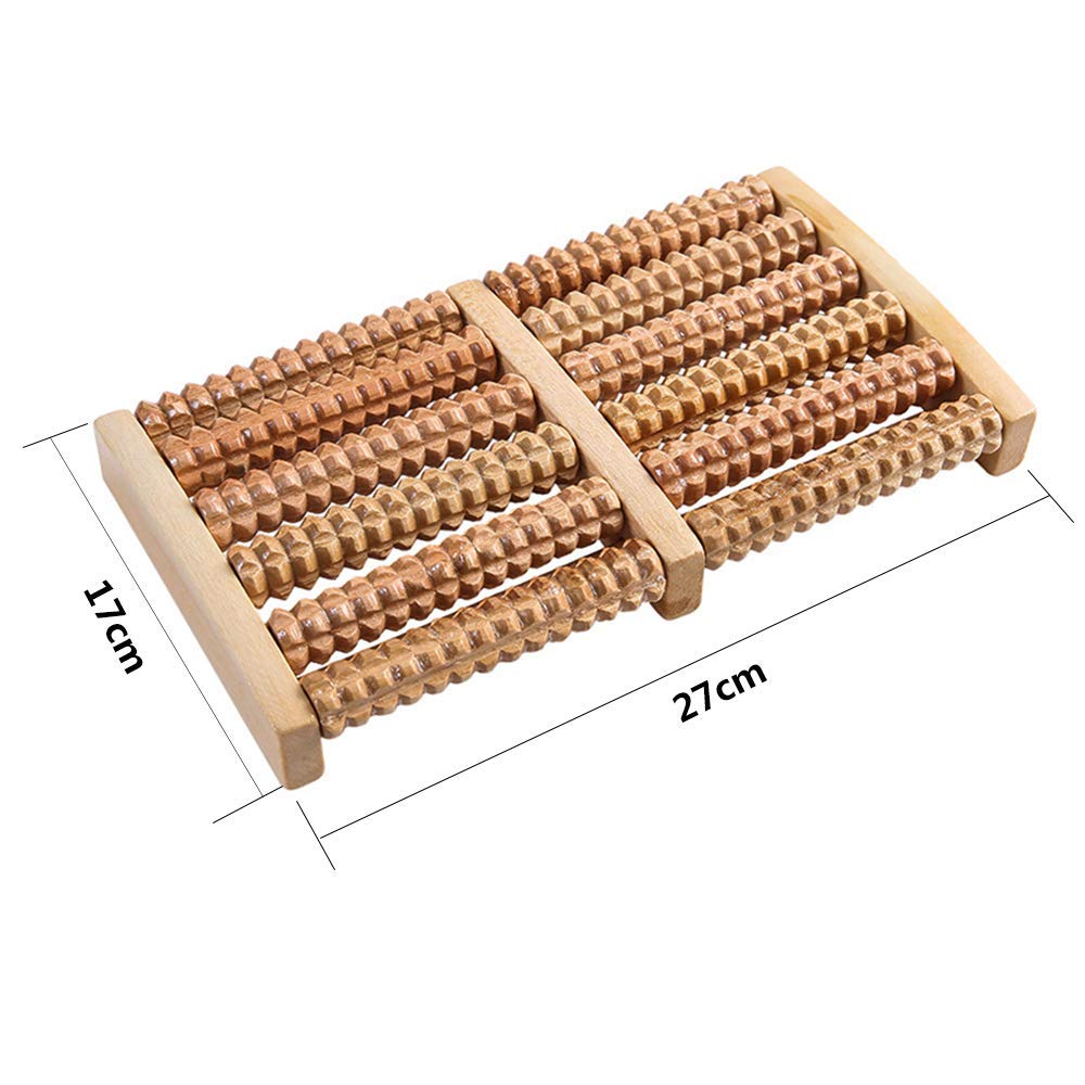 MU Rodillo de madera portátil Tipo Masajeador de madera maciza, Bola de acupresión, Rodillo de masaje de pies: adecuado para pies, piernas, alivio de la presión Fascitis plantar