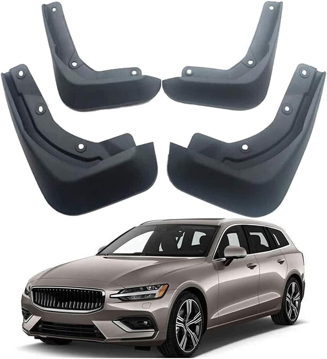 FUSKL 4Pcs Car Mud Flaps for Volvo V60 MK II Estate 2019-2021 2020, Splash Guards Fender Auto Wheel Mudguards External Protects Accessories