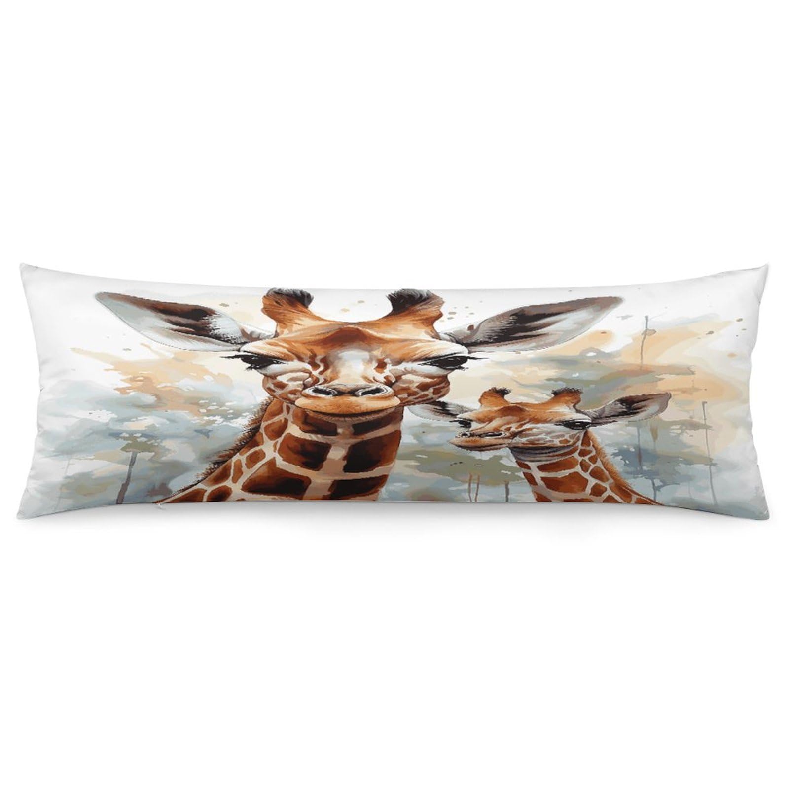 Watercolor Deer Giraffe Body Pillowcase Soft Breathable Full Long Pillow Cover 20x54 Inches Polyester Pillow Case with Hidden Zipper Closure for Bedroom Home Decorations