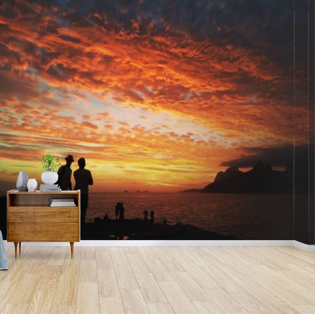 Sunset in Rio de Janeiro Ipanema Arpoador Canvas Print Wallpaper Wall Mural Self Adhesive Peel & Stick Wallpaper Home Craft Wall Decal Wall Poster Sticker for Living Room