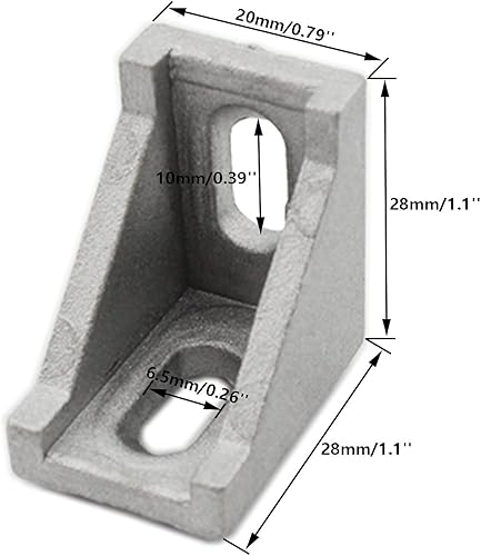 Miniatura 2 de Paquete de 10 soportes de esquina de perfil de aluminio, 1.102 x 0.787 x 1.102 in en forma de L, soporte de junta en ángulo recto, conector de