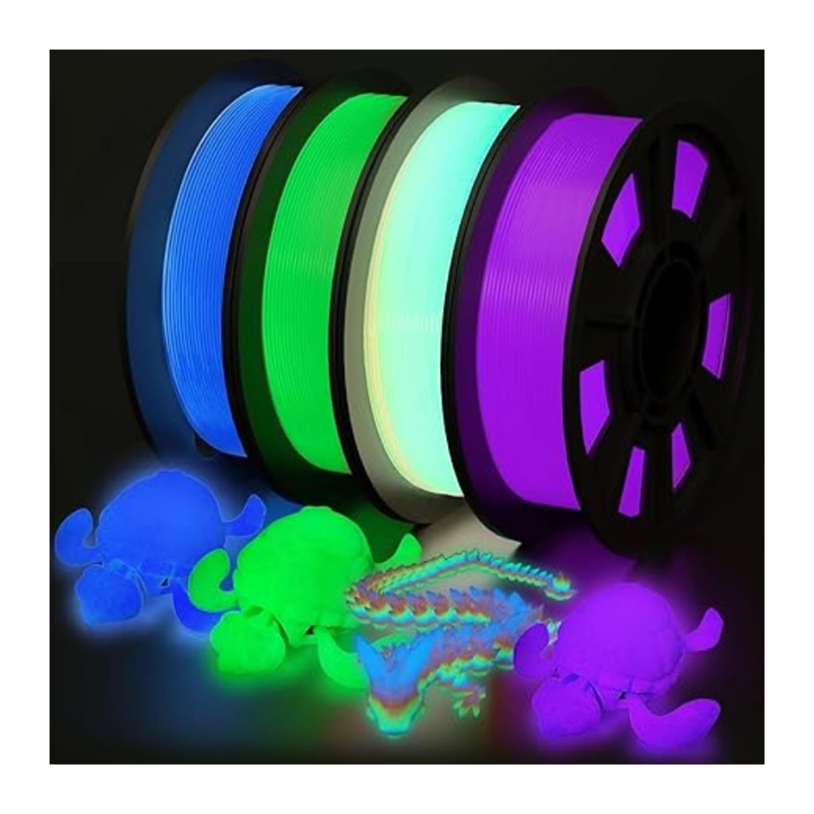 Filamento 3D PLA que brilla en la oscuridad, 200 g, 1 kg, 1,75 mm, filamento PLA brillante, filamento 3D que cambia de color arcoíris, TPU flexible.(PLA-Rainbow B-1kg)