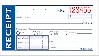 Adams Write 'n Stick Money/Rent Receipt Book, 2-Part, 2-3/4 x 5-3/8 Inches, 50 Sets per Book (DC2501WS)