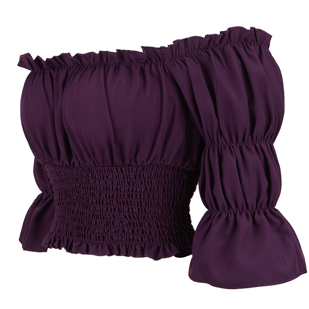 Hengzhifeng Renaissance Shirt Women Off Shoulder Blouse L Purple