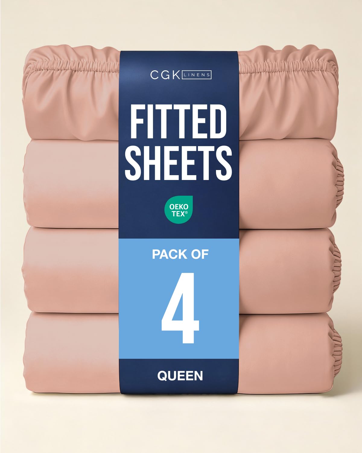 Queen Fitted Sheet - Pack of 4 Single Fitted Bottom Sheet Only - Mauve
