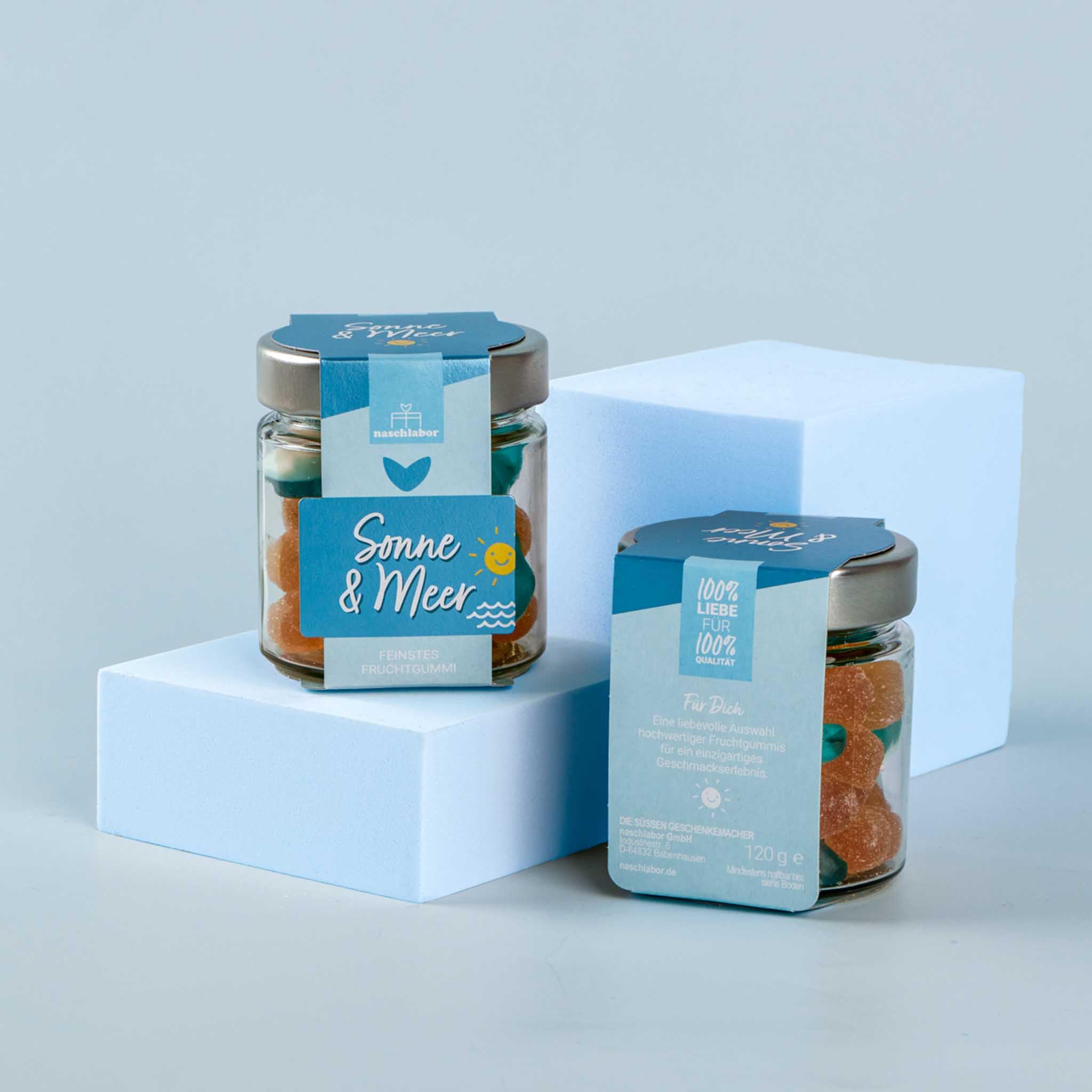 Fruchtgummi Geschenkglas Sonne & Meer 120g | Geschenk für die Liebsten | Das Mitbringsel für deine Freunde | Sommer | Strandparty | Vitamin Sea | Perfekt für sonnige Tage | Für Sommerliebhaber