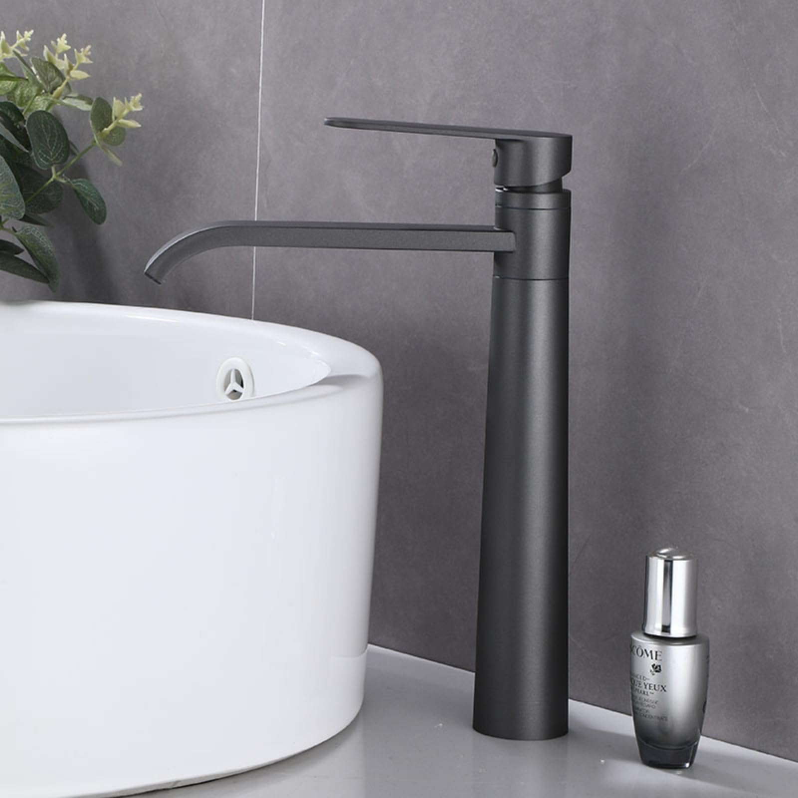 Robinet de salle de bain anti-éclaboussures avec cascade noire pour vasque haute LWX
