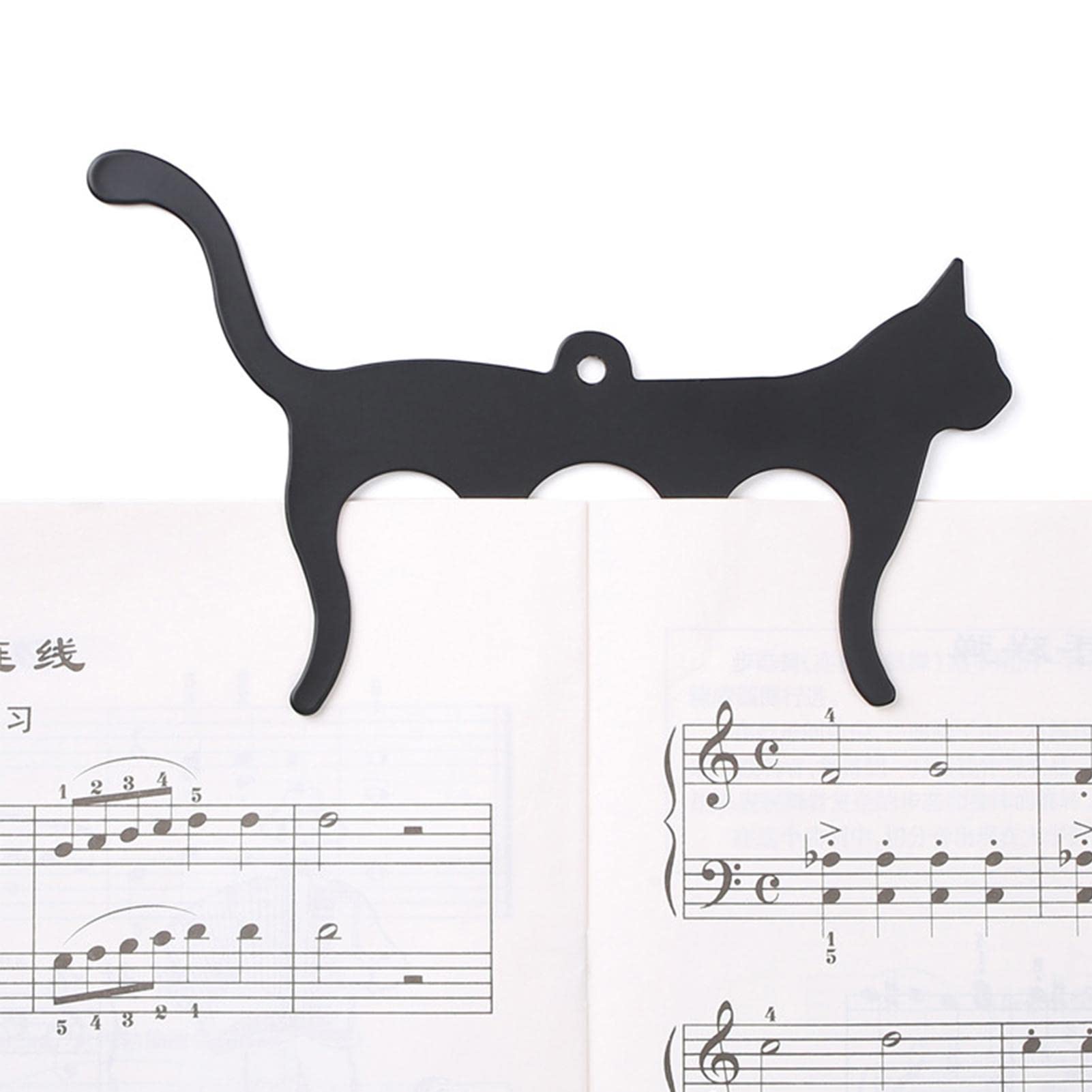 2 Pinces Métal En Forme De Chat Pour Partitions – Support De Page Livres Musique, Piano, Cuisine, Bureau, Noir