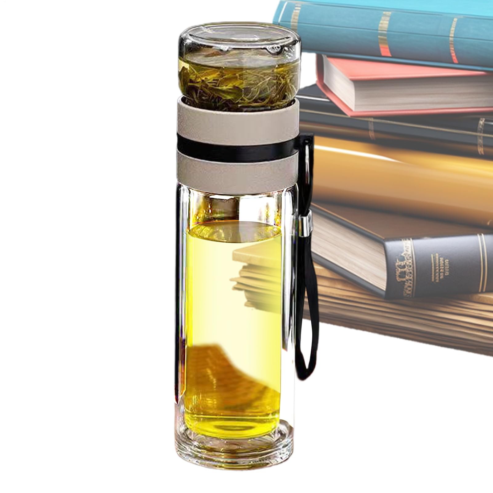 Glass Water Bottle for Tea, Portable Tea Bottle with Infuser, Fruit Infuser Water Bottle, Leakproof Glass Tea Bottle, Travel Tea Infuser Bottle, Loose Tea Water Bottle, Travel Infuser Tea Cup