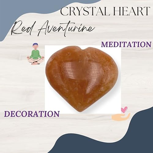 Miniatura 7 de Piedra de aventurina roja tallada PuffPiedra de bolsillo de corazóncuración de Reiki y cuadrícula de cristal para el equilibrio natural de los