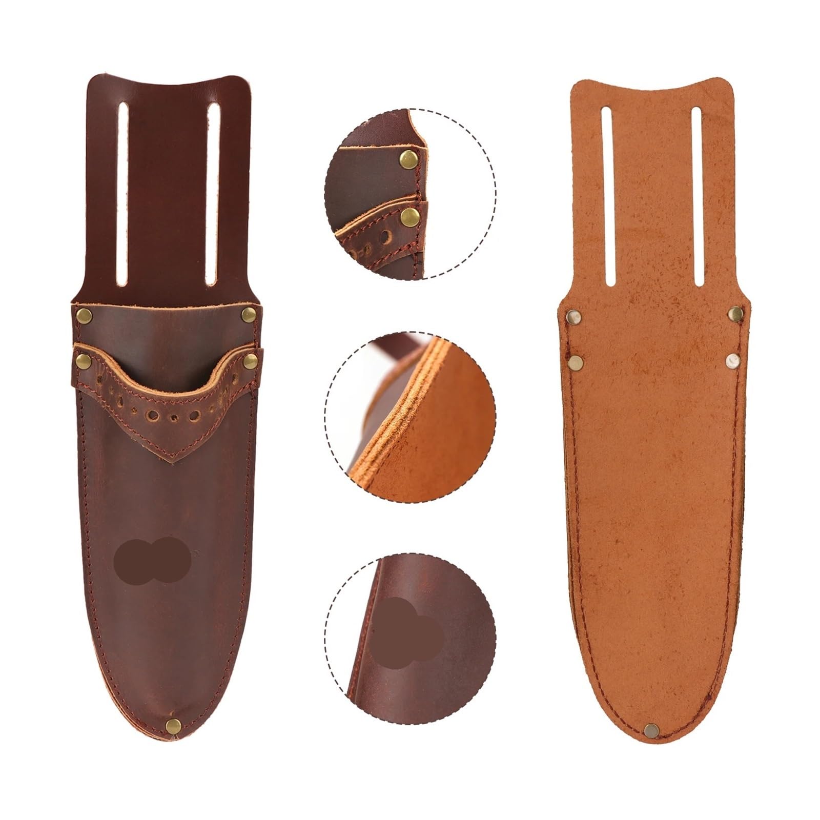 Secateur Holster Pinze da giardinaggio in pelle Custodia Coltello Tasca in vita Cesoie potatura Pruner Fodero Fondina Marrone con passante for cintura