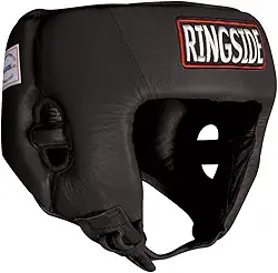 Ringside Capacete para competição de boxe Muay Thai MMA Sparring Headgear sem bochechas, preto, médio