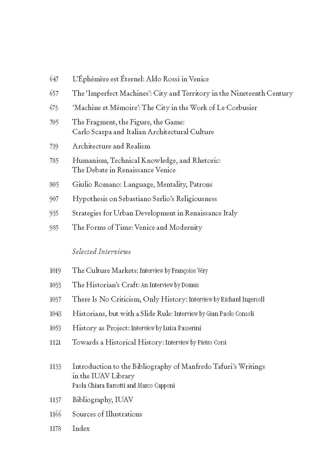 Order and Disorder: Selected Essays and Interviews by Manfredo Tafuri 1964–1994