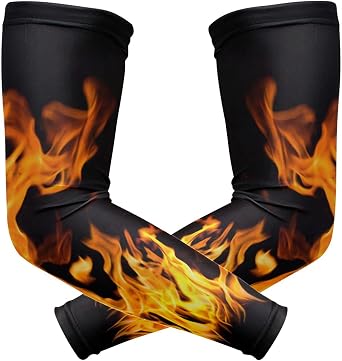 susiyo Fire Flames Cooling Arm Sleeves 1 Pair, UV Sun Protection Compression Arm Cover Shield for Men & Women