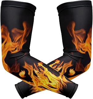 susiyo Fire Flames Cooling Arm Sleeves (1 Pair), UV Sun Protection Compression Arm Cover Shield for Men & Women