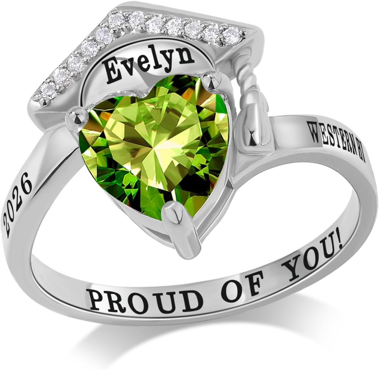 Personalized Class Ring for Women Men Custom Birthstone Engraved Ring for 2026 Graduation High School College Sports Team Gift