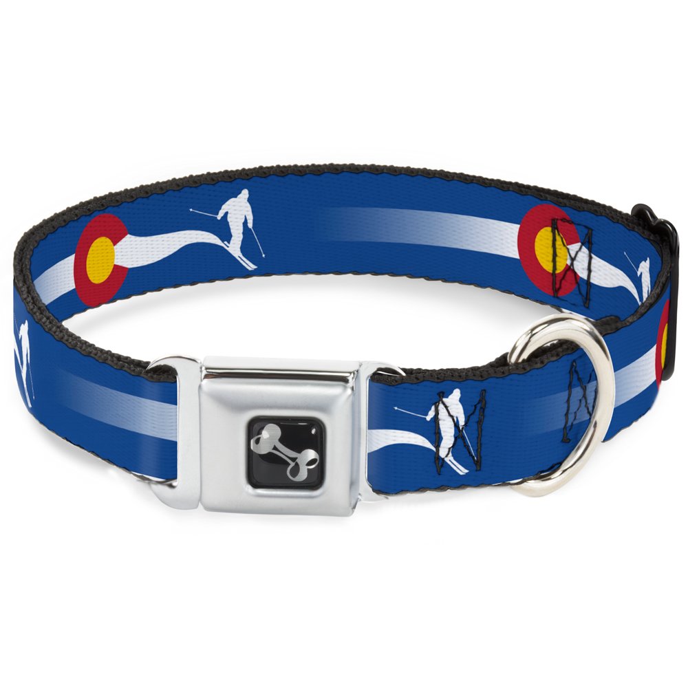 Buckle-Down DC-W35511-WM - Cinturón de Seguridad para Perro, Talla M, Color Azul, Blanco, Rojo y Amarillo