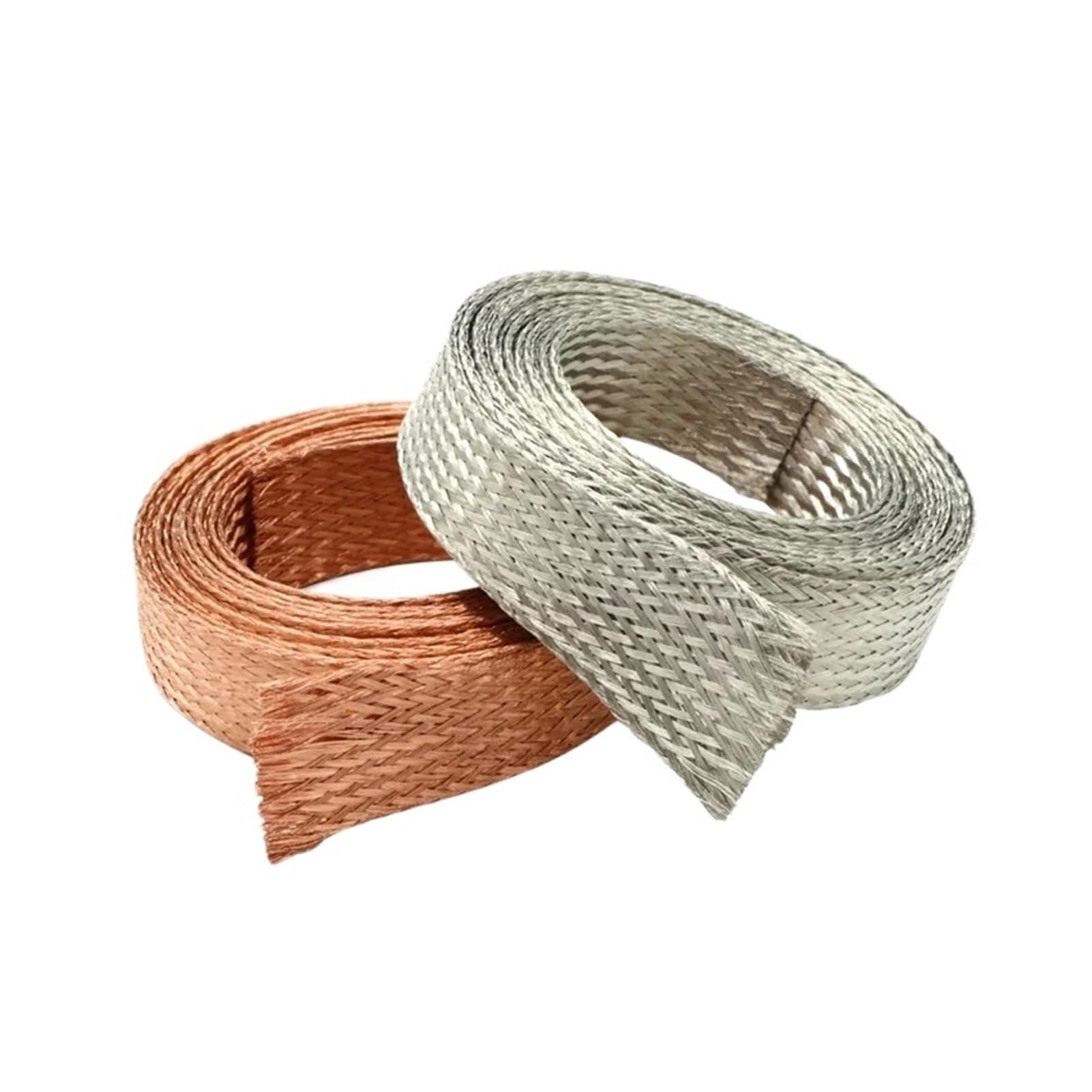 Câble plat tressé en cuivre de 1/2/5 m, gaine tressée en cuivre étamé, largeur 2 ~ 28 mm, câble extensible de blindage de signal, gaine métallique blindée, cuivre étamé, largeur 8 mm, 5 mètres)
