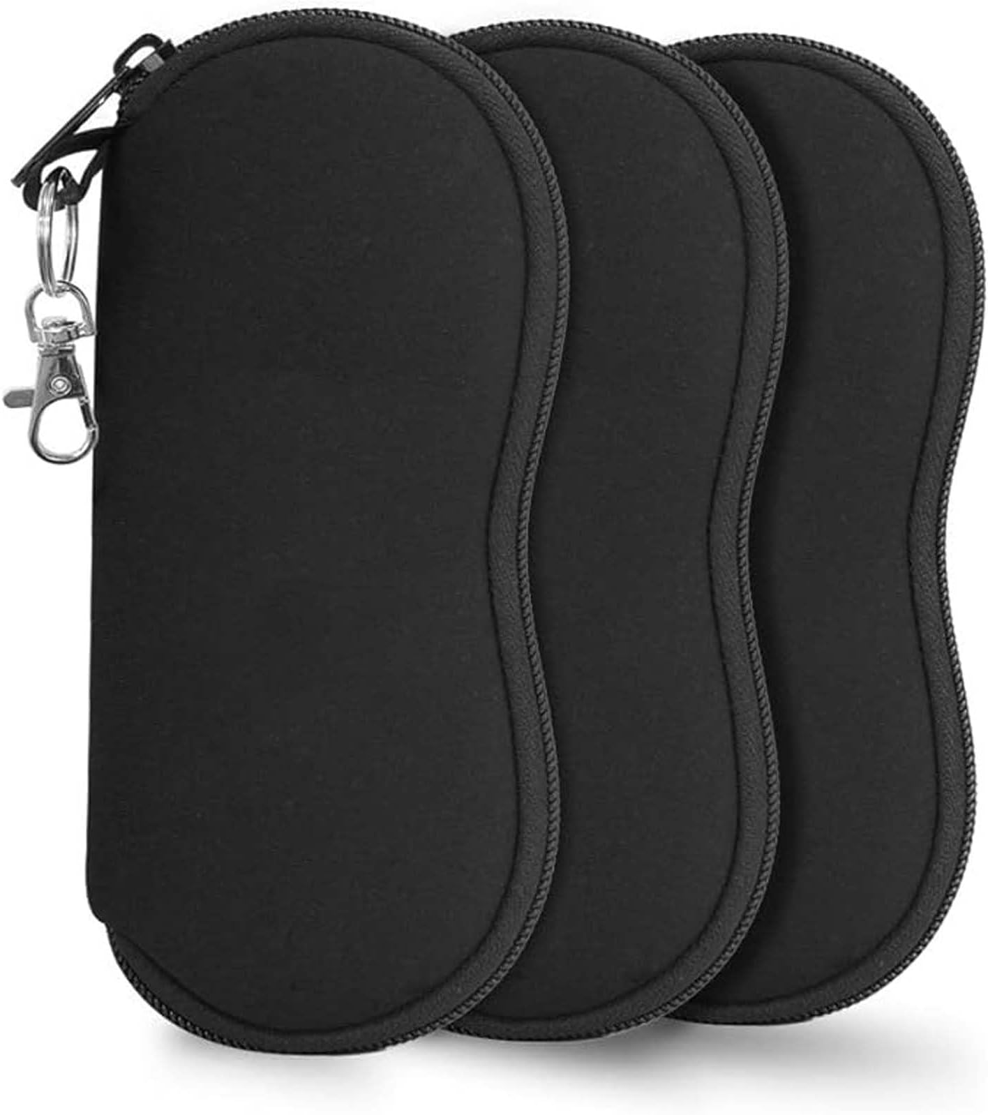 3 Pack Zipper Sunglasses Soft Case Portable Neoprene Eyeglasses Case for Men and Women