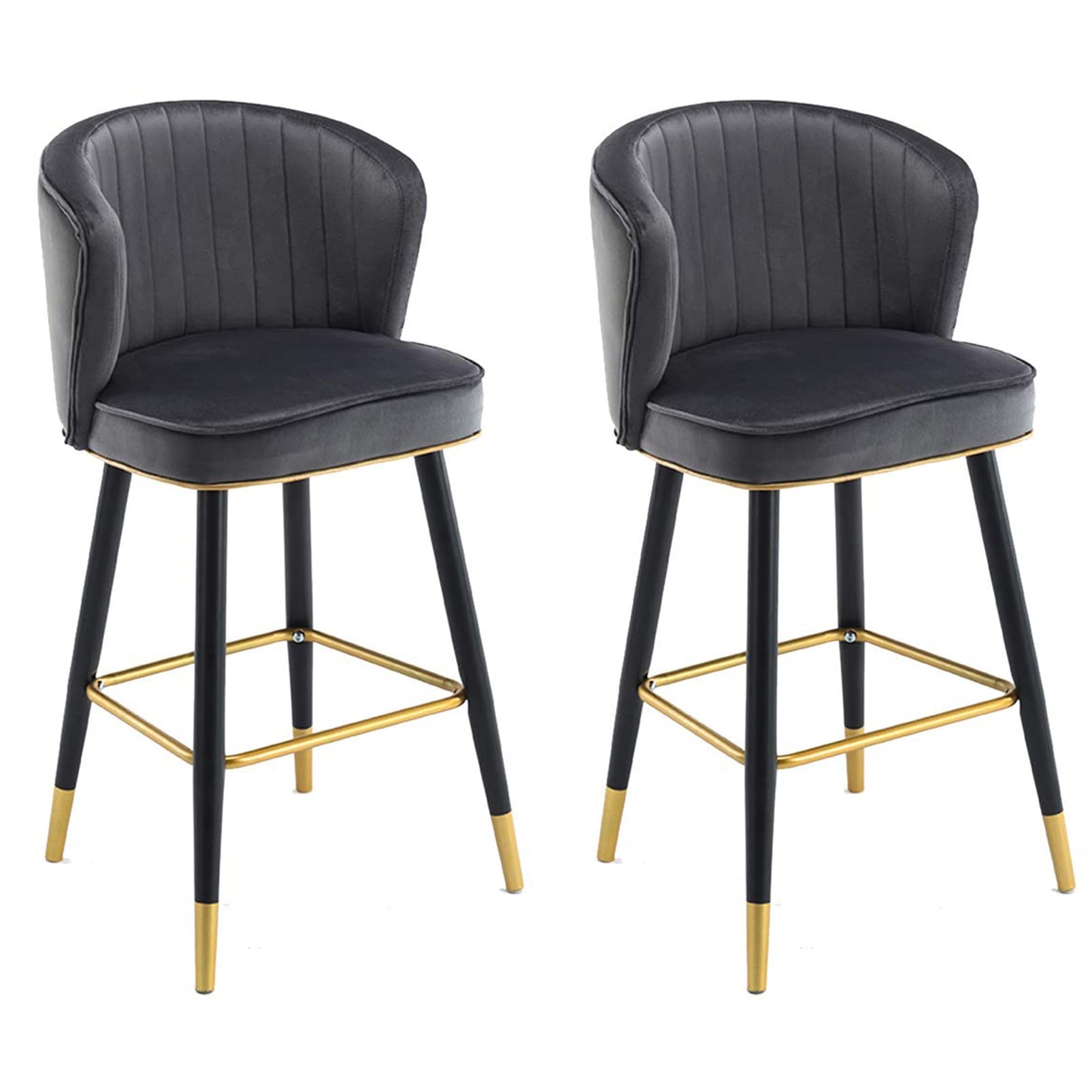 AYCDL Bar Stools Set of 2 Modern Velvet Barstools with Back and Footrest, Upholstered Counter Height Bar Stool for Kitchen Counter Island,Grey-65cm